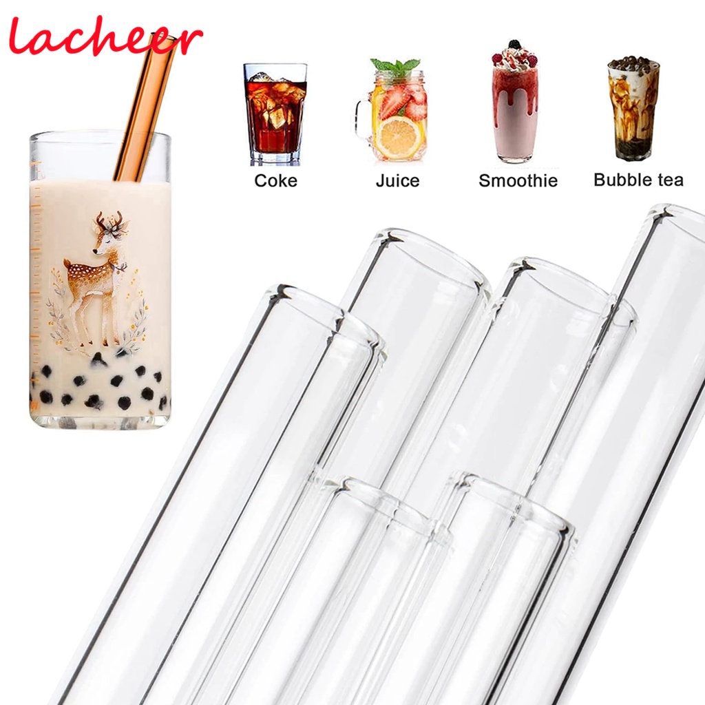 Canudos de vidro largo reutilizáveis ​​ecologicamente corretos Canudos de chá de bolhas para smoothies com escova de limpeza