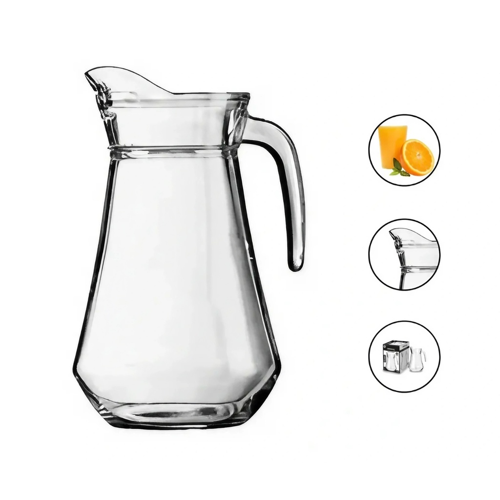 Jarra de vidrio para agua, refrescos y otras bebidas ¡1.25 litros!