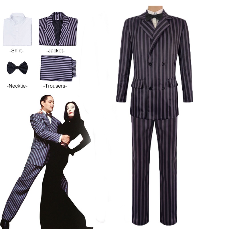 Quarta Feira Gomez Addams Cosplay Fantasia De Halloween Roupa De Carnaval Homens Camisa De Fato