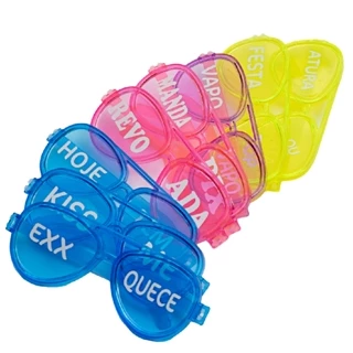 20 Oculos Cristal Aviador Frases Sortidos Balada Bloco