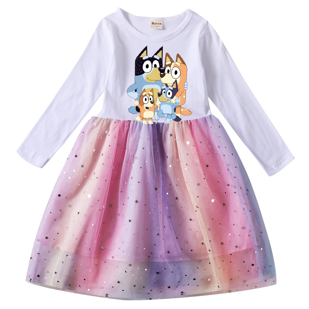 Bluey Dress Pure Dress Pure Cotton + TUTU Saia de gaze TUTU 3-10 anos de  idade Roupas para crianças Venda por atacado