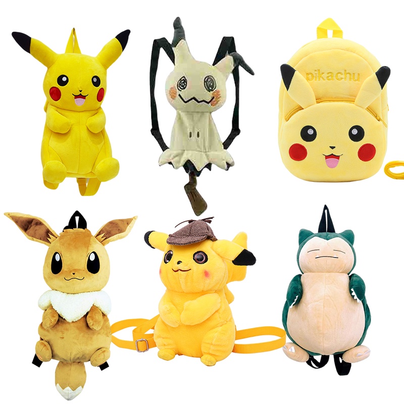 Pokemon Pikachu Eevee Snorlax Charmander Psyduck Mochila De Pelúcia Ombro Infantil Aniversário Presente De Natal