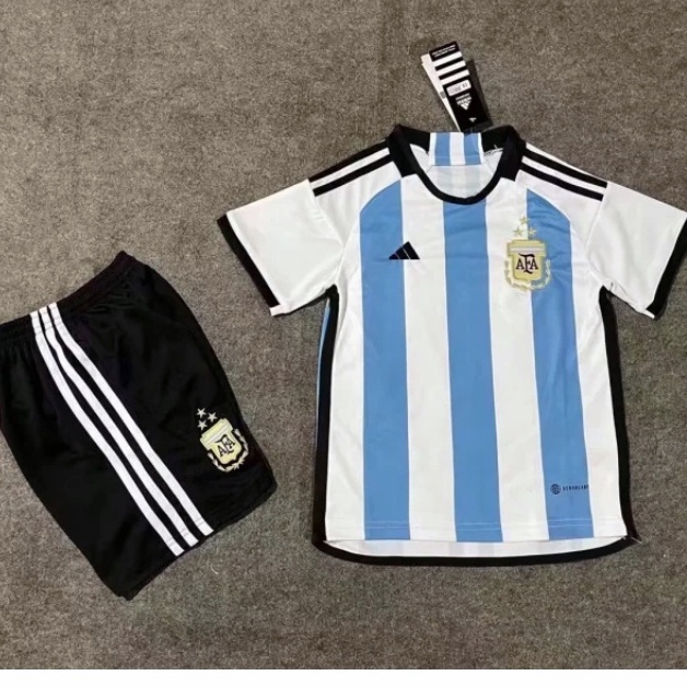 2022/23 Children's Kit Argentina 3 Stars Team T-Shirt Kids Blouse Soccer Shorts Set
