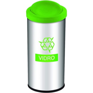 Lixeira Com Tampa Basculante Brinox Decorline Para Coleta Seletiva Vidro 40,5 Litros Aço Inox