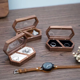 CASEGRACE Caixa De Jóias Pequena Organizador Viagem Mini Colar De Madeira Veludo Estojo Com Anel