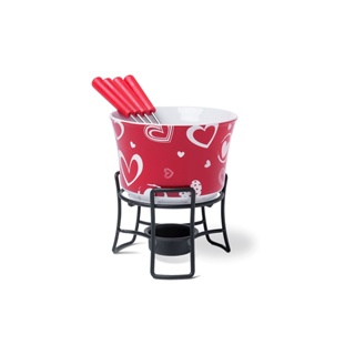 Conjunto Para Fondue Brinox Em Cerâmica 6 Peças Vermelho