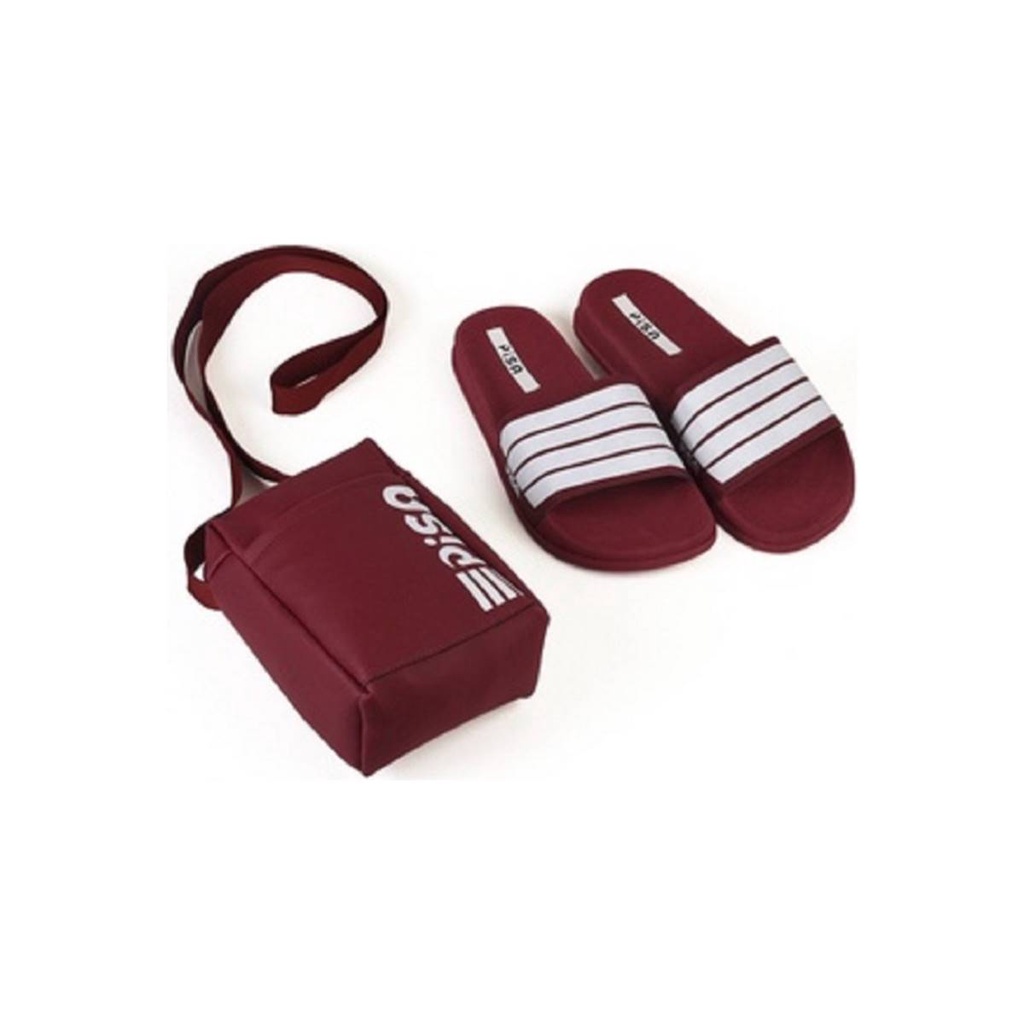 Kit Chinelo Slide e Bolsa/Bag Lateral Adulto Unissex Confortável Leve