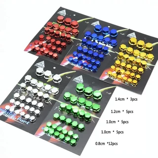 30pçs chapeamento de metal Capas De Parafuso De Modificação De Motocicleta Para Scooters Motorizadas Carro Elétrico Capa De Porca Colorida Acessórios 1.4/1.2/1/0.8CM