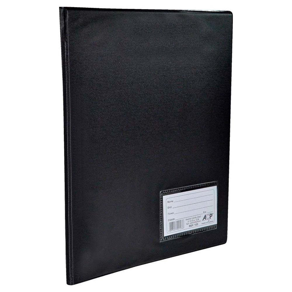 Pasta Catálogo Oficio 245x335x20mm C/ 50 Plasticos Fino 0,06mm Com Visor 2cm Ref:122 ACP