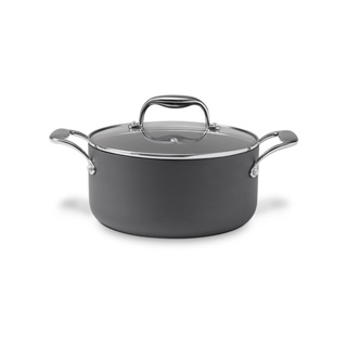 Caçarola Com Tampa E Fundo De Indução Brinox Diamond 4,7 Litros Ø 24 cm Cinza