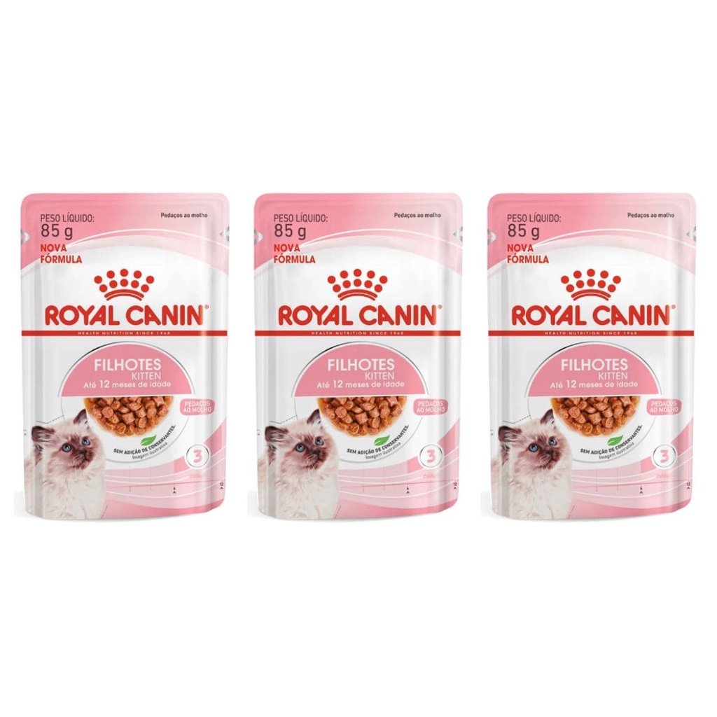 Ração Úmida Sachê Feline Kitten Wet para Gatos Filhotes com até 12 meses da  Royal Canin - 85 g