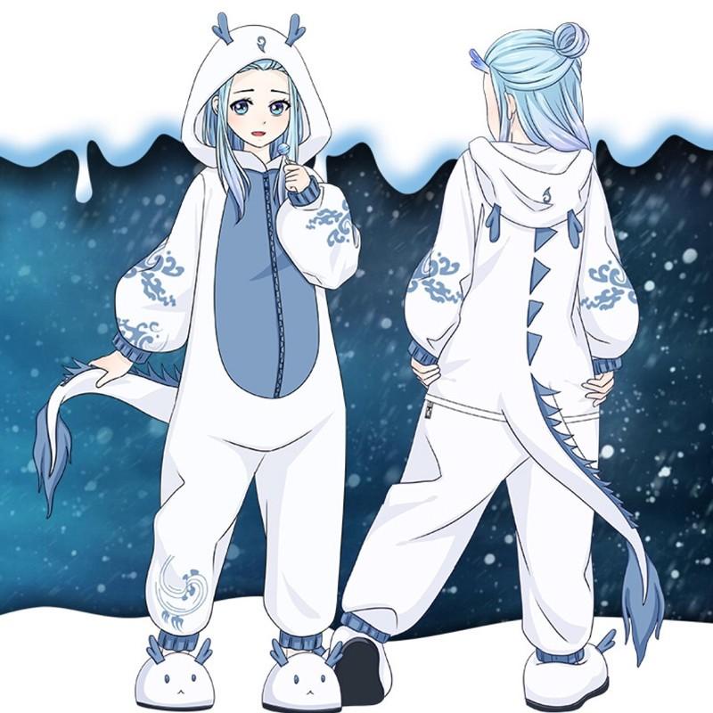 Pijama Dragão Branco De Uma Peça De Roupa De Dormir Dinossauro Ano Novo Anime Itachi