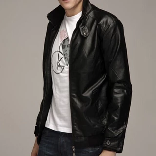 Jaqueta De Couro Para Homens Estilo Punk Slim Colarinho De Com Zíper Cardigan Top