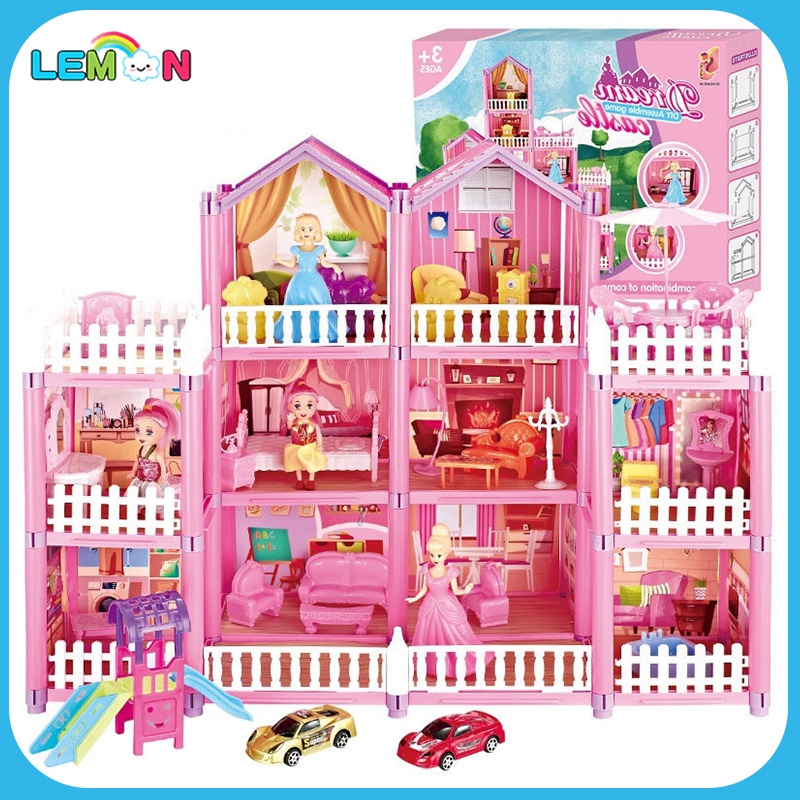 Casa De Bonecas Para Meninas Princesa Sonho Castelo Barbie Conjunto Crianças Brincadeira Montagem Brinquedos Garota Aniversário Presentes