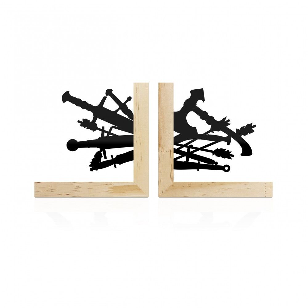 Suporte Aparador Porta Livros Pinus Armas Medievais