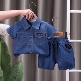 Roupas De Verão Para Crianças Meninos Fatos De Ganga + Calças De Jeans 2Pcs/Set Infant Casual Outfits