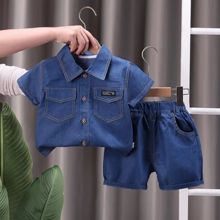 Roupas De Verão Para Crianças Meninos Fatos De Ganga + Calças De Jeans 2Pcs/Set Infant Casual Outfits