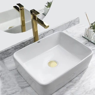 Kit Cuba Pia Louca Cerâmica Banheiro Com Torneira e Válvula Dourada 3 em Oferta na Shopee