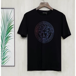 VERSAC Verão Novo Estilo Cor Combinando A Cabeça Medusa Gola Redonda Camiseta De Manga Curta Masculina