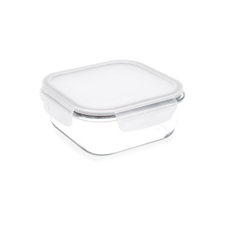 Pote Hermético Retangular De Vidro Brinox Lock&Stock 370 ml Natural