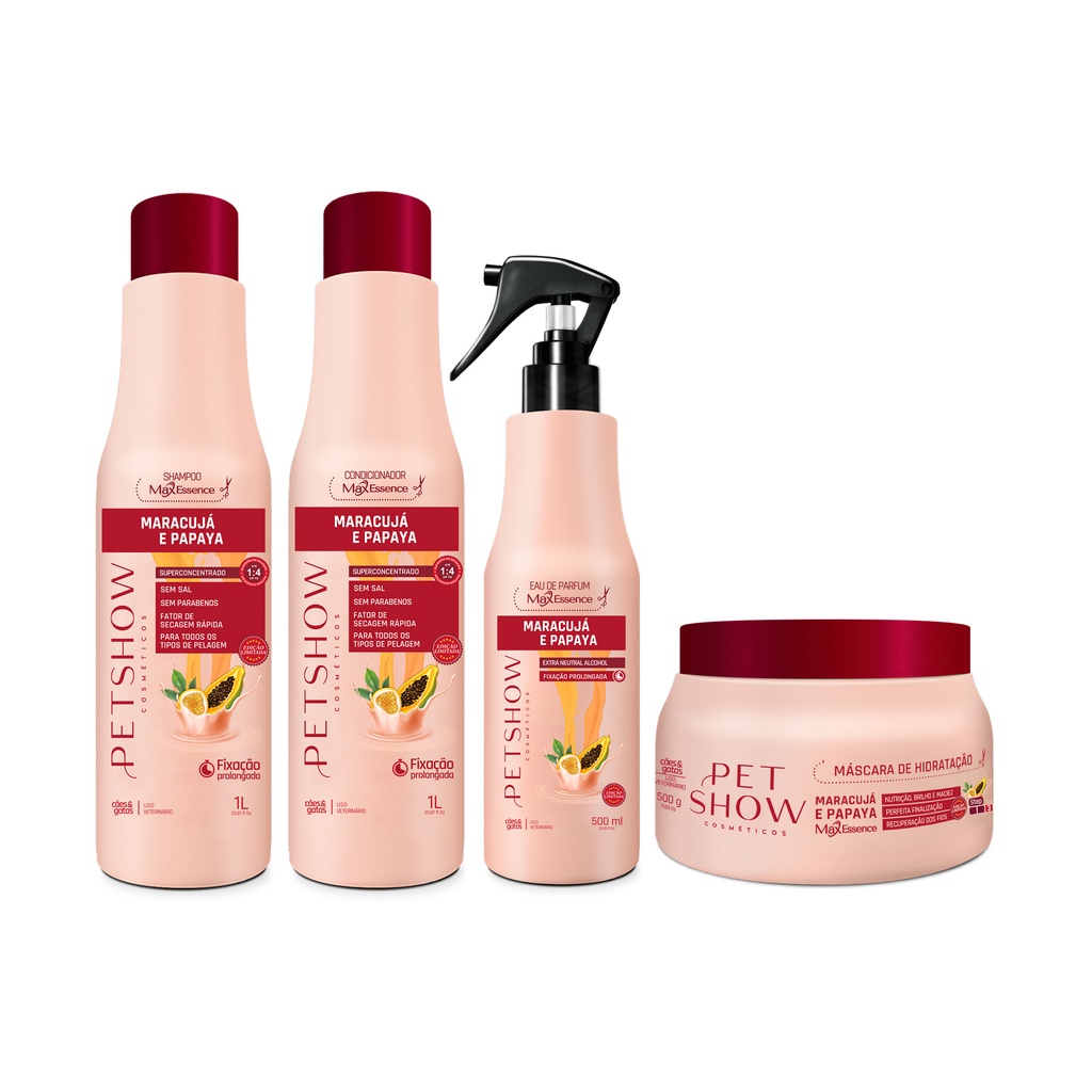 Kit Banho Max Essence Maracujá e Papaya Pet Show | Shopee Brasil