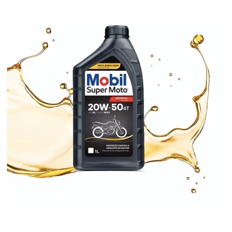Oleo Para Moto Mobil Super Moto 20w50 Mineral 4t 1 Litros | Shopee Brasil