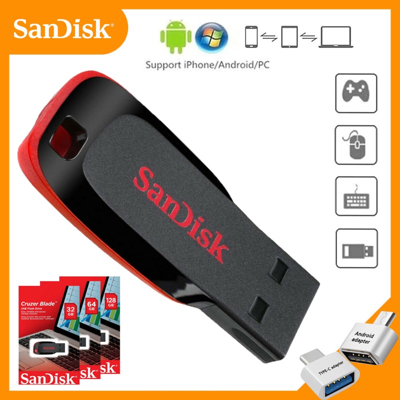Sandisk Pen Drive USB 2.0 CZ50 Portátil , 128GB , 256GB , 512GB , 1T , 2T USB Memória