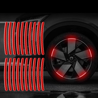 20PCS Adesivos Refletivos Decorativos Para Roda De Carro , De Segurança Noturna Anti-Riscos Decalques Motocicleta (Vermelho)