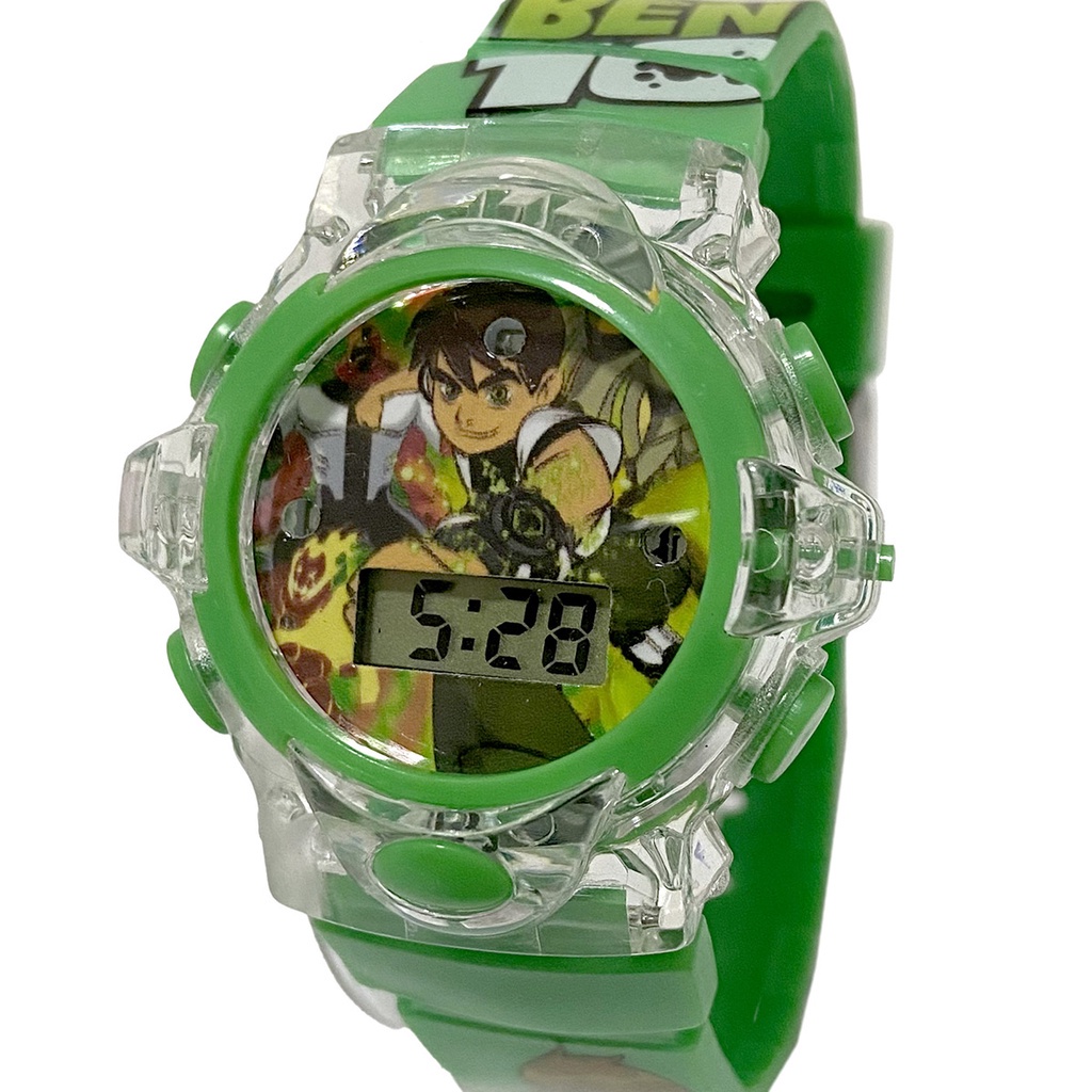 Relógio BEN10 digital verde com luzes E musica infantil em
