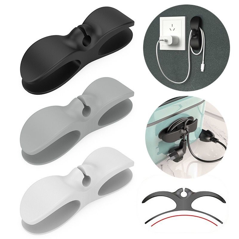 Kit com 2 Suportes Organizador De Fios Cabos Tomadas Autoadesivo Clipes De Cabos Enrolados 4656