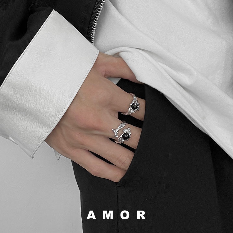 Conjunto De Anéis Unisexo Preto Gem Ring design De Nicho Macho ...