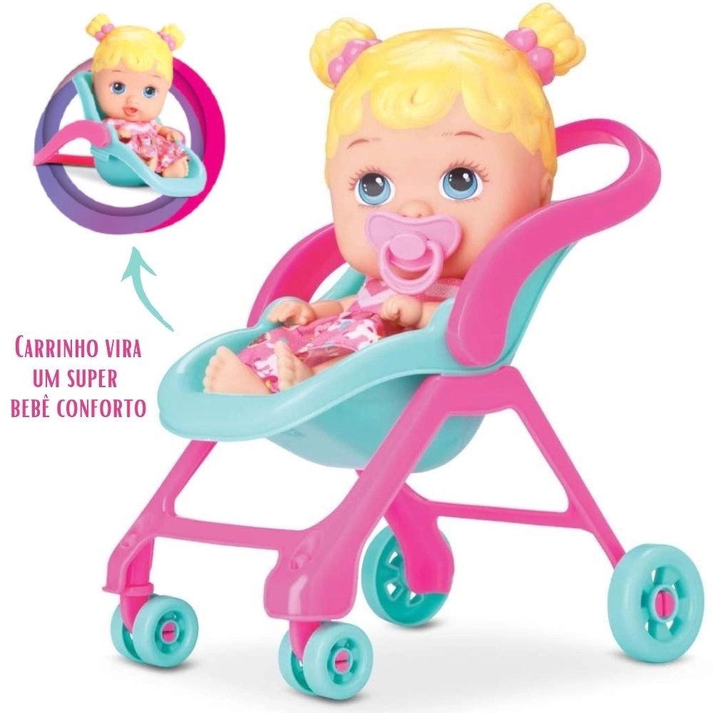 Boneca Brinquedo Little Dolls Baby Com Carrinho bebe Conforto Alive ...