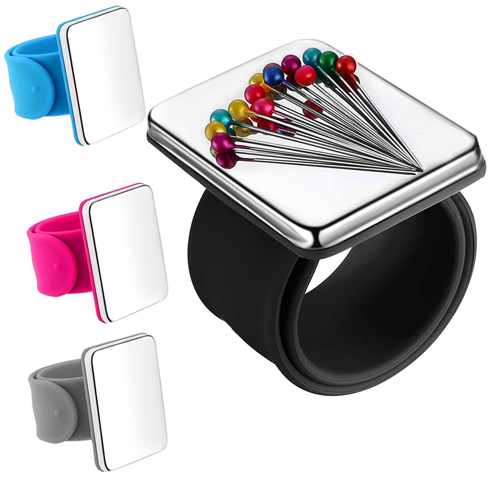 Pino De Costura Magnético PinCushion Pulseira De Silicone Segura Armazenamento Alfinetes Suporte De 5 Cores