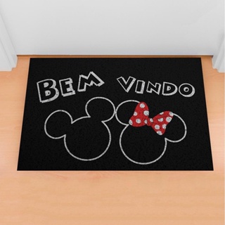 Tapete Capacho Divertido Bem Vindo Mickey & Minnie porta ape casa lar