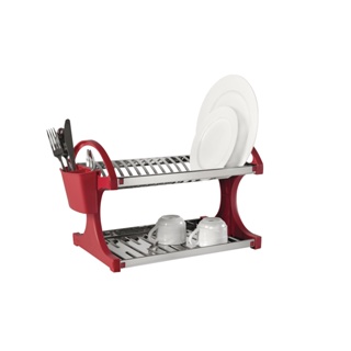 Escorredor De Louças 16 Pratos Brinox Suprema Aço Inox Vermelho