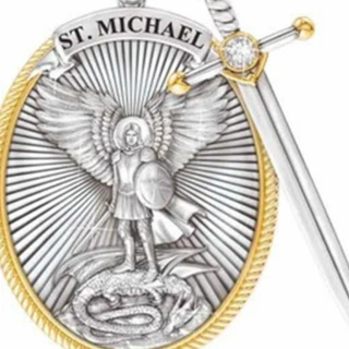 Colar De Ouro 18K Mitologia Ocidental São Michael Anjo Fé Amuleto De Jóias Arcanjo Miguel Proteger-Me Escudo Proteção Asa De Cruz Pingente W