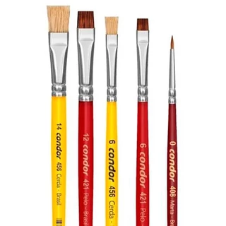Conjunto Pincel Condor Pintura Artística Tela - 5 peças