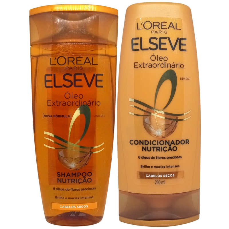 Kit Shampoo e Condicionador Oleo Extraordinário Nutrição Elseve 200ml ...