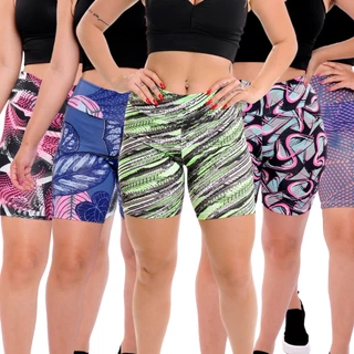 Kit 10 Bermudas Feminina Shorts Comprido Suplex Estampado