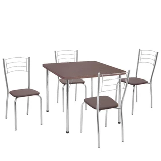 Conjunto Ariane Fil Mesa Tubo MDP Com 4 Cadeiras Estofadas Tubo Cromada