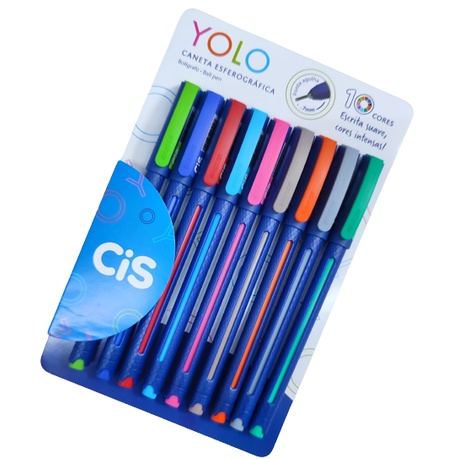 Caneta Esferogr Fica Yolo Kit Com Cores Cis Shopee Brasil