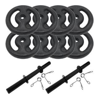 Kit 2 Barras Ocas 40cm com Presilhas + 4 Anilha 1kg + 4 Anilha 2kg | Halter De Peso Para Musculação