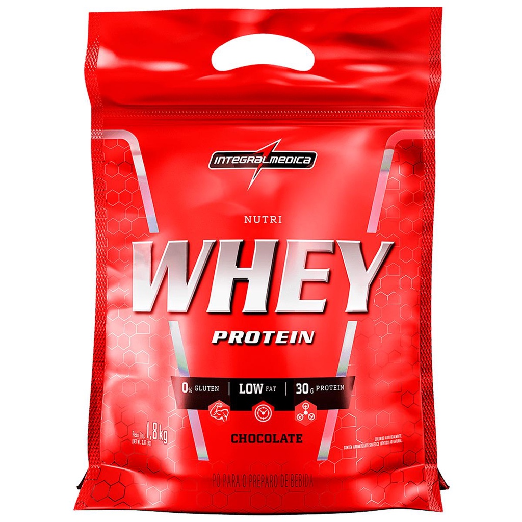 Suplemento em Pó Whey Protein Nutri Isolado Concentrado Chocolate 1,8Kg Refil – Integralmedica