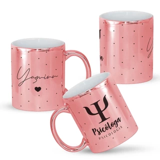 Caneca de Profissão Psicologia Psicóloga com Nome Metalizada