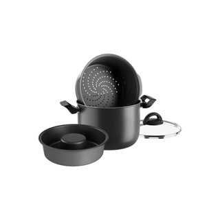 Jogo De Panelas Brinox Ebony Cozi Vapore Ø 20 cm E Forma Pudim Preto