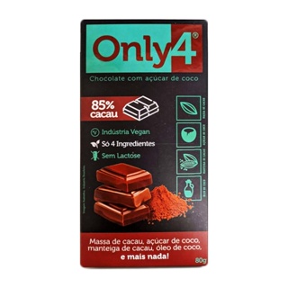Chocolate 85% Cacau Com Açúcar de Coco Only4 80g