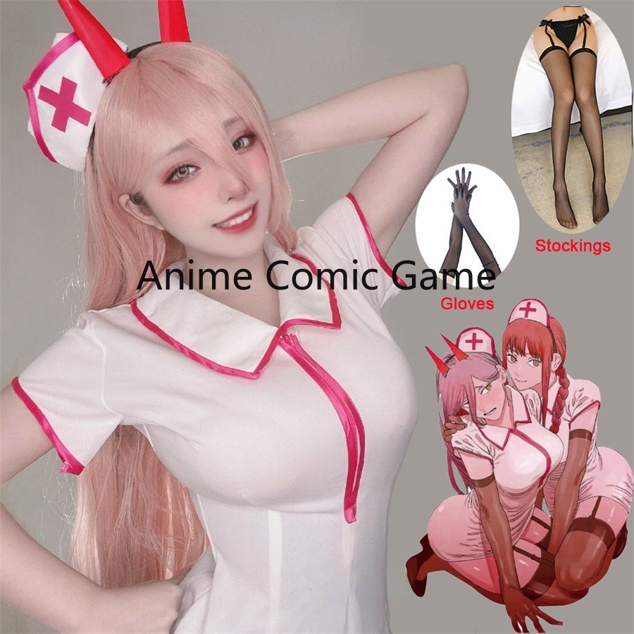 Anime Makima Serra Corrente Homem Cosplay Sexy Power Enfermeira Uniforme  Fantasia De Carnaval Festa De Halloween Feminina - Escorrega o Preço