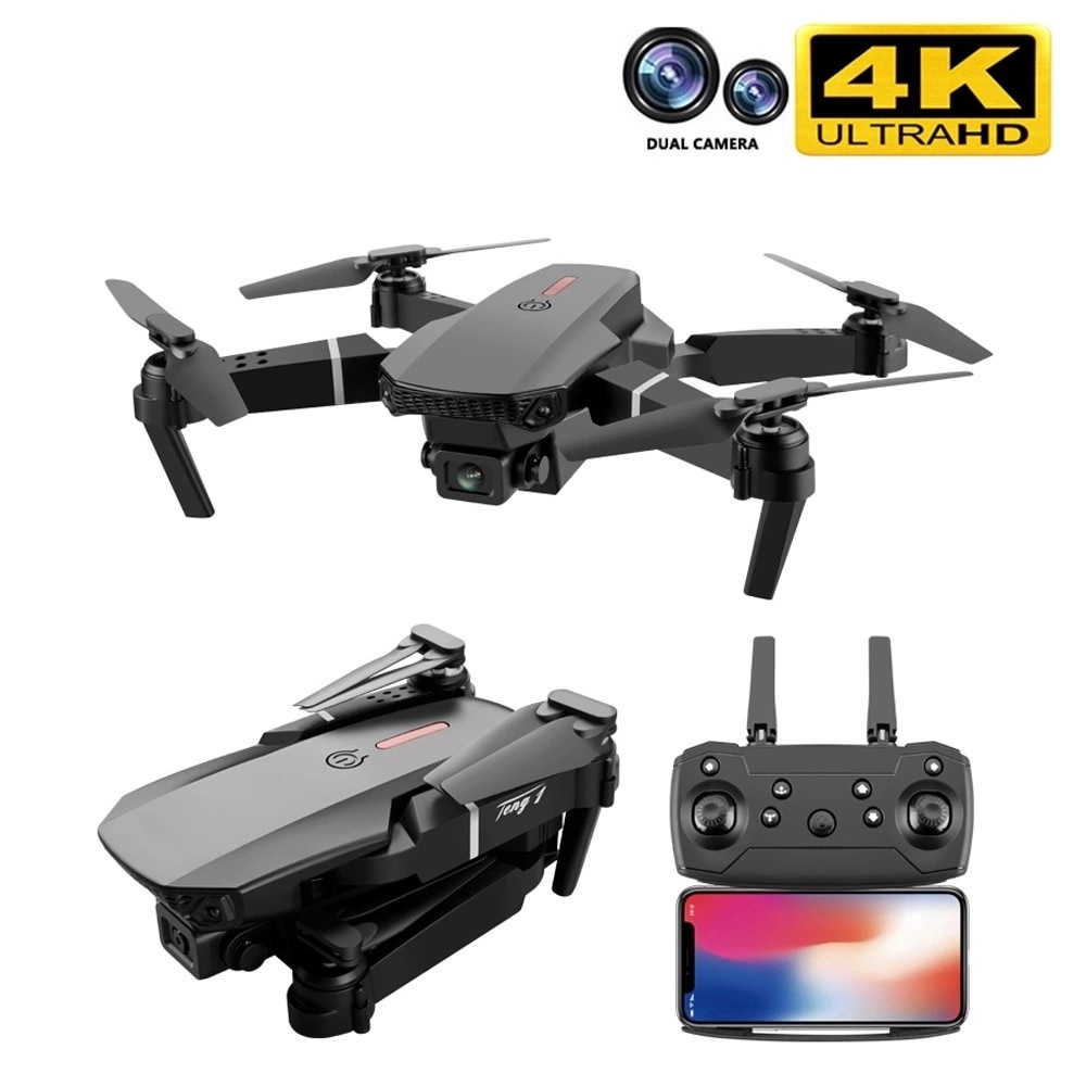 Drone E88 Pro 4K HD Posicionamento De Câmera Dupla 1080P WiFi FPV Novo 2021 Altura Mantenha O Quadricóptero RC Profissional