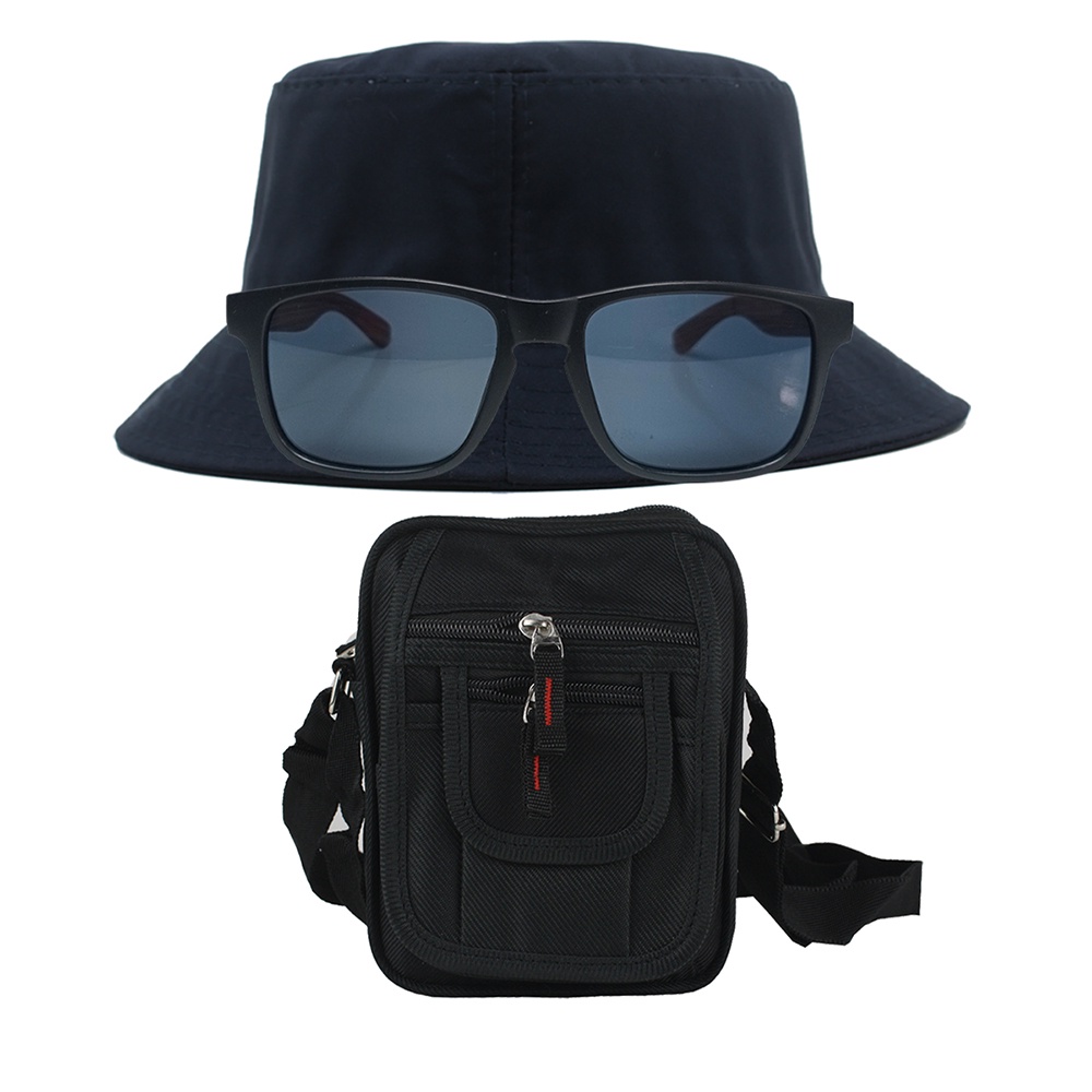 Kit Com Chapéu Bucket Hat, Bolsa Pochete Compacta E Oculos Kit Com Chapéu Bucket Hat, Bolsa Pochete Compacta E Oculos