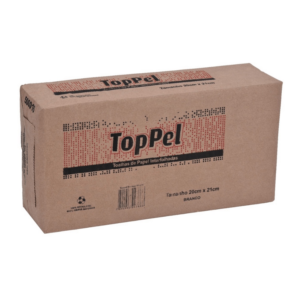 Papel Interfolha Branco 20x21cm 2 dobras folha simples 28g Toppel com ...